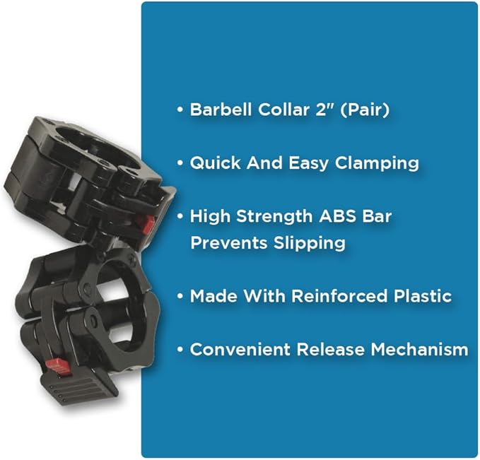 Quick Release Non-Slip Olympic Barbell Collar 2 Inch (Pair) with ABS
